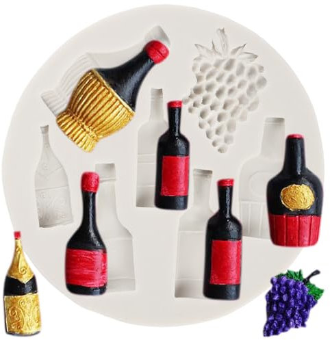 QDMOLDS Wine Bottle Fondant Silicone Molds For Cake Decoration Cupcake Topper Candy Polymer Clay Chocolate Gum Paste