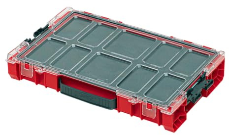 Qbrick System Pro Organizer 100 Mfi Red Ultra HD Sortimentskasten Sortierkasten Schraubenbox Sortierbox Kleinteilemagazin Werkzeugbox Für Werkstatt Sortierboxen Für Kleinteile Rot 45,2 x 29,6 x 7,9 cm