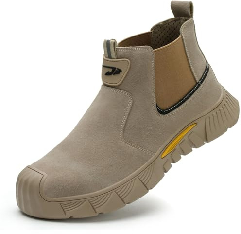 R-Win Welding Steel Toe Cap Work Boots Suede Leather Slip On Non Slip Low Top Mid Top Safety Trainers Construction Industrial Shoe