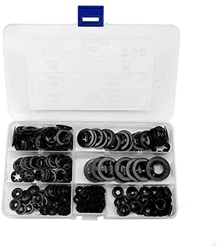 Kliplinc Set di 340 anelli di supporto M3M4M M6M8M10M12 con foro di, clip B?Renclip, acciaio 65-Mn, serratura a, rondella di sicurezza, set