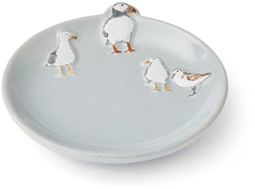 Cooksmart Porta-bustine di tè in ceramica dal design britannico, piatto per bustine di tè usate, piatto per bustine di tè dal design moderno, piatto per tutte le case o gli uffici, motivo: uccelli