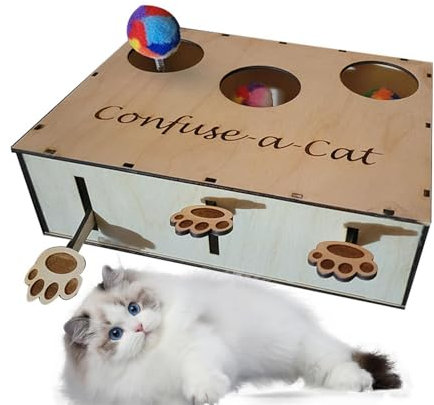 Katzen-Puzzle-Spielzeug – verwechseln Sie eine Katzenbox, , Katzen-Jagdbox, Puzzle-Spielzeug zur Bereicherung, natürlich interaktiv für Kätzchen, Katzenbesitzer, Hunde