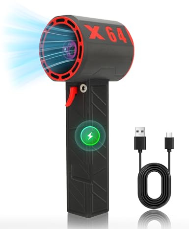 Bewinner X64 Large Jet Dry Blower 1400 G Thrust - 8000mAh Violent Turbo Fan with 11 Blades & 64mm Duct, Universal Air Blower for Car Dryer, Snow (Black & Red)