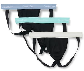 Calvin Klein Pack de 3 Tangas Jockstraps de Algodón Elástico para Hombre Ropa Interior Deportiva, Multicolor (B- Fad Dnm, Cdon Tint, Beau Bl WBS), XL