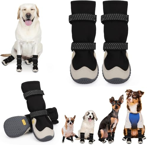 Hundeschuhe für große, kleine, mittelgroße Hunde, Schneestiefel für den Winter, Hundeschuhe und Pfotenschutz, um Lecken zu verhindern, rutschfeste Hundeschuhe mit reflektierendem für heißen Gehweg