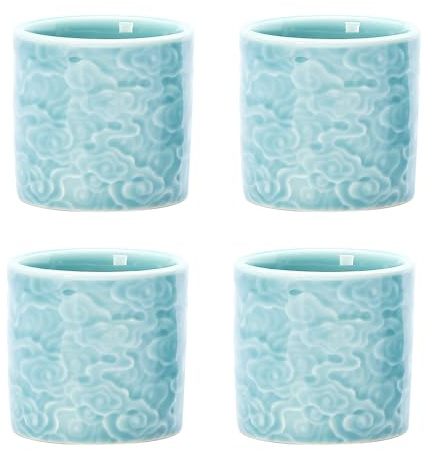 Dicmracy 3.4 Oz Espresso Cups for Coffee or Tea, Ceramic Demitasse Teacups, Japanese Asian Cups, Set of 2 (Turquoise, 2)