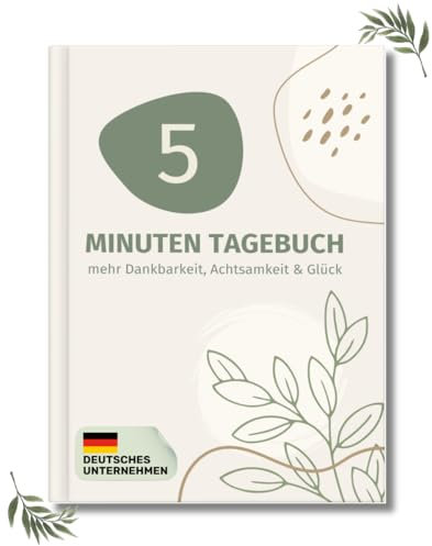 Dahobu 5 Minuten Tagebuch, Dankbarkeitstagebuch, Achtsamkeitstagebuch, 5 Minuten Journal zum Ausfüllen im A5 Format & Hardcover