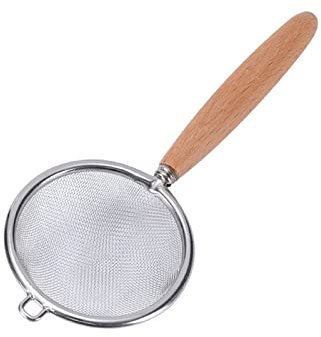 CHFYIJYHM Tamiz Filtro multifunción Malla Mango de Grano de Madera Tamiz de Acero Inoxidable Aislamiento térmico Rejilla de Aceite Cuchara Harina Mallas