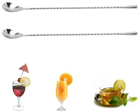 Barlöffel Edelstahl,Lange Löffel zum Mixen,Spiral Honiglöffel Edelstahl,Bar-Zubehör Cocktail Löffel,Langstielige Löffel Kaffee,Teelöffel Langer Stiel,Cocktail Mixing Twist Löffel für Negroni