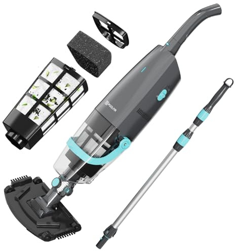 PoolMr Aspirapolvere portatile senza fili per piscina, ricaricabile, con forte potenza di aspirazione di 16 gall/min, per piscine fuori terra, spa, vasche idromassaggio, vasche idromassaggio, 60