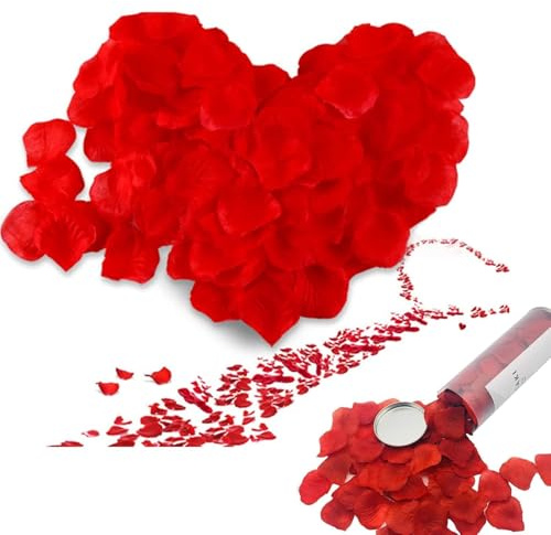 NONEOYNO 1000 Stück Rosenblätter, Künstliche Rosen Blütenblätter für Hochzeit, Valentinstag, Geburtstag, Romantische Atmosphäre (Rot)