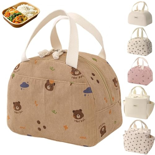 PHMING 6.5L Lunchbox Tasche, Tragbare Thermotasche Klein, Lunch Tasche | mit Bärenmotiv Frühstückstasche Isoliertasche, für Büro, Schule und Camping