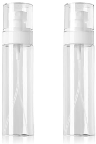 2Pcs Spray Bottles, 100ml Refillable Clear Fine Mist Spray Bottles Small Empty Liquid Hair with Nozzle & Lid for Travel Water Essential Oils, Bottle
