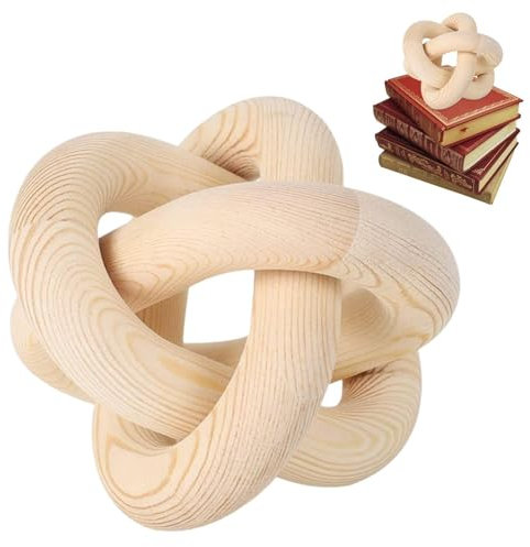 Decorazione Del Nodo In Legno - Scultura A Catena In Legno Boho Per Tavolini, Libri, Vassoi | Centrotavola Decorativo Intagliato A Mano Per Soggiorno, Ufficio, Arte Da Tavolo Per Decorazioni Per La Ca