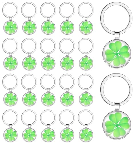 EUIOOVM Lot de 20 porte-clés trèfle à quatre feuilles porte-bonheur en métal - Pendentif trèfle à quatre feuilles - Cadeau pour enfants - Petit porte-bonheur - Rentrée scolaire - Examen - Cadeaux de