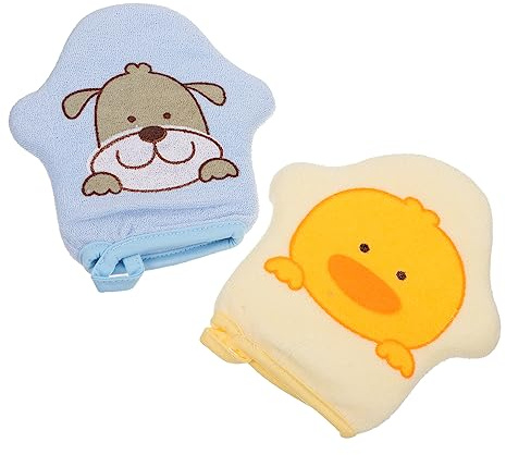 MOBUTOFU 2 Stück Badetücher mit Niedlichem Cartoon Design Weiche Reinigungs Handschuhe für Sanftes Baden und Hautpflege