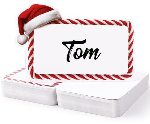 50pz Segnaposto Natalizio Cappello Babbo Natale, Cartoncini Cartellini Biglietti Segnaposto da Tavolo Natale Decorazione