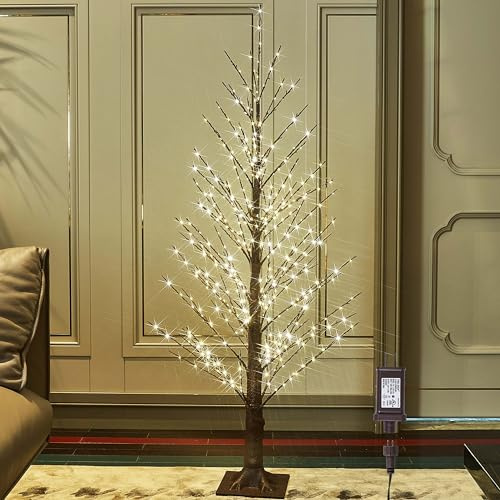 Hairui beleuchteter braun Baum mit 450 LED Fairy Lights120cm, alpiner Baum mit Lichtern Plug in für Indoor Outdoor Winter Home Weihnachtsferien Dekoration