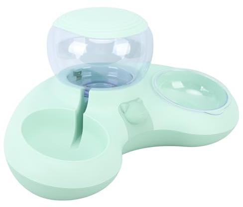 Fabater Fontaine D 'Eau pour Animaux de Compagnie, Mange Outomatique Sûre Couler Animaux de Compagnie, Double Bols Amovibles Moles (Green)