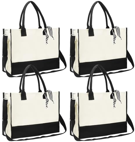 HFZCV 4er Set Canvas Taschen Set, Jutetasche Groß Personalisiert, Einkaufsbeutel Tote Bag, Rentnerin Geschenk Frau as Damen, Mütter, Lehrer Geschenk, Perfekt für Einkaufen, Reisen Alltagsnutzung