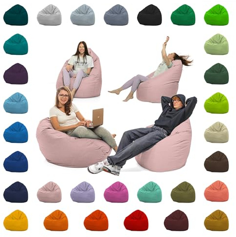 Sitzsack XXL – Beanbag für Kinder & Erwachsene – In & Outdoor geeignet – Wasserabweisend & pflegeleicht – Gefüllt mit hochwertigen EPS-Perlen – Ideal zum Gaming & Entspannen (Puderrosa, XXL)