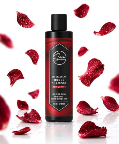 SOCRE Hundeshampoo Fellglanz Red Carpet 250ml | 100% natürlich & vegan für den großen Auftritt, ohne extra Conditioner, Fellglanz & Kämmbarkeit, 5-Fach Wirkstoff-Komplex