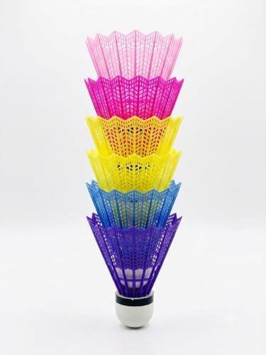 ORCHIDS 6 Pack Nylon Badminton Shuttlecocks – Durable Plastic Birdies with Stable Flight for Indoor & Outdoor Badminton Training and Recreational Play