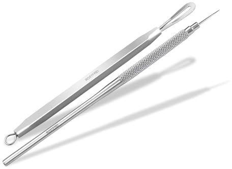 Komedonenquetscher Set Mitesserentferner Milienmesser Edelstahl Rostfrei | Beauty Instrumente für die Entfernung von Mitessern und Pickeln