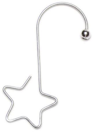 Inge-Glas 719000304MO Kugelaufhänger, Weihnachten, S-Haken mit Stern, 5 cm, 36 Stück in Box, Silber, Mehrfarbig, 5cm