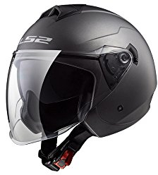 Jethelm mit Doppelvisier, LS2, Modell TWISTER OF573, Titan, Größe L 59-60 cm