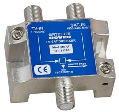 CABLEPELADO Miscelatore di segnale satellitare e terrestre | Miscelatore TV/SAT | 2 ingressi - 1 uscita | Passaggio di corrente da 5 a 2.400 MHz | Adatto per la combinazione di due segnali