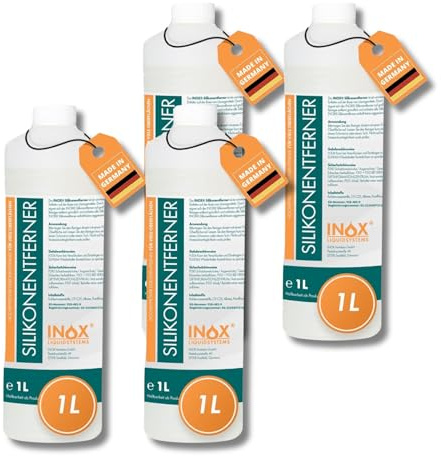 INOX® - Silikonentferner 4x1L IX400 | Der Silikonreiniger entfernt mühelos Fette, Öle & Silikon | Intensive Reinigung | Wachsentferner für Autolack | Besonders schonend