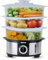 Geepas 3-Tier Food Steamer, 12L Capacity | Electric Vegetable Steamer with BPA Free Removable Baskets For Healthy Steam Cooking | 75 Minutes Timer & 1000W Power | Stainless Steel Housing