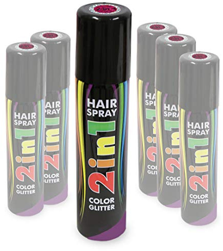 KarnevalsTeufel Hairspray 2in1 Color und Glitter in verschiedenen Farben buntes Haarspray mit Glitzer Haarschmuck farbig (Pink)