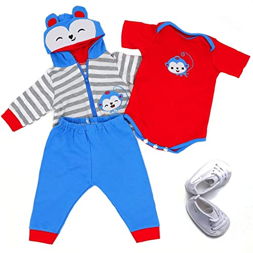 ZIYIUI Vestiti per Bambole per New Born Baby Doll, Cotone con Cappello per 18 -22 Carino Vestiti Bambolotti (45-55 cm) (Scimmia blu)