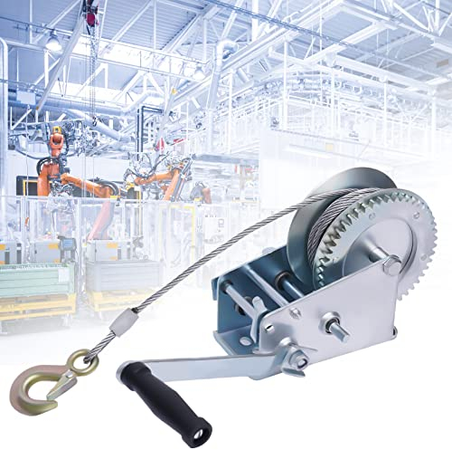 3300 LB Schwere Seilwinde Handwinde Für Bootsanhänger+10m Kabel+Haken, Max Zugkraft 1500Kg, Verzinkt Und Korrosionsbeständig, Von z.B. Pkw's, Anhänger, Wohnwagen