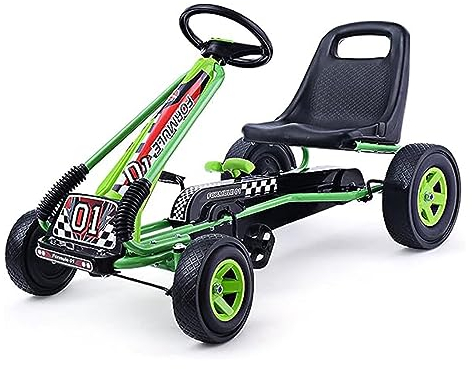 GOPLUS Gokart ab 3 Jahre, Go Kart mit verstellbarem Sitz, Vor- und Rückwärtsgang, Tretauto mit Gummi Räder, Flexible Kupplung und Handbremse, Kinderfahrzeug für Kinder 3-8 Jahren (Grün)