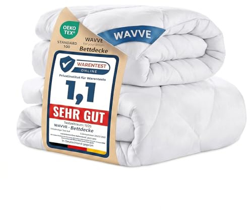 WAVVE Bettdecke 200x200 cm 2 teilig Inklusive Ganzjahresdecke 300gsm + Sommerdecke 150gsm ＝ Winterdecke 450gsm, Steppdecke Mikrofaser Weiß