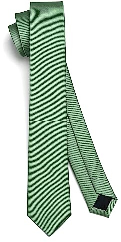 HISDERN Herren Krawatte Grün Salbei Dunkel Schmale Einfarbig Seide Krawatten für Herren Klassische Formelle Elegante Schlipse Hochzeit Party Business Krawatte 6cm