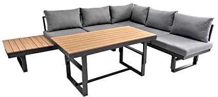 BELLAVISTA Gartenmöbel-Set Largo | Hellgrau | 3-teilig mit 2 Sofa | Tisch | Pulverbeschichtetes Aluminium | Wetterfest | Outdoor | Für den Außenbereich | Verstellbare Rückenlehne