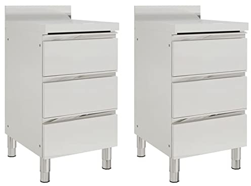 Homgoday 2 STK. Gastro Küchenschrank mit 3 Schubladen Edelstahlschrank Arbeitsschrank Schrank Gastro Schrank Arbeitstisch Arbeitsplatte Küchenunterschrank Edelstahl