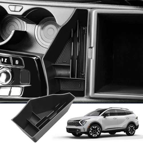 BIXUAN NQ5 2025 compatibile con Kia Sportage NQ5 2022 2023 2024 2025 console centrale, scatola portaoggetti con tappetino antiscivolo, accessori per braccioli, organizer vassoio, bracciolo centrale