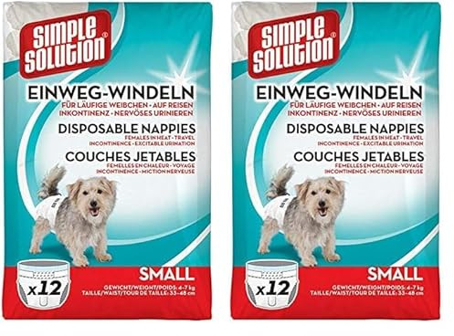 Simple Solution Einwegwindeln für Hunde, Größe S, 12 Stück (Packung mit 2)