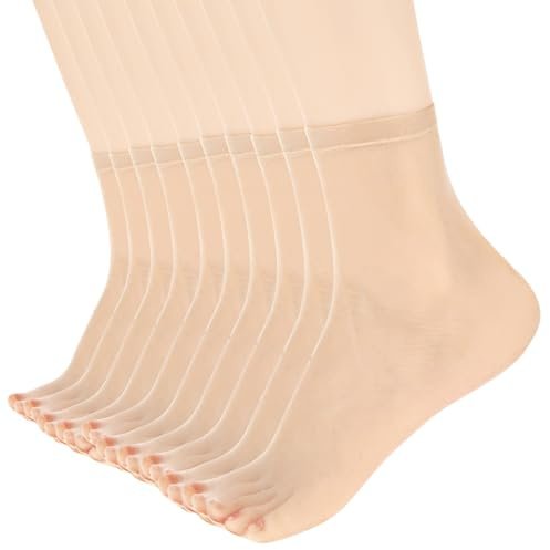 Teleco 10 Paia Calze di Nylon Corte Donna Traspiranti Estive Calze Popolari Seta Calzini in Nylon Trasparenti per Gonna per Donne Ragazze