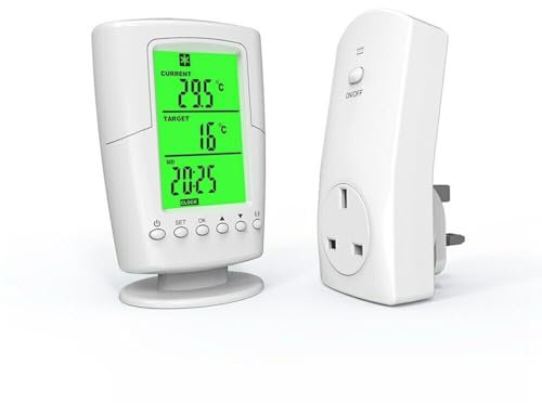 Wireless Thermostat Plug in Digital Temperature Controller Outlet Remote Control Built in sensor Greenhouse infrared Heater Reptile Thermostat Heating Cooling Mode