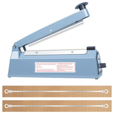 Impulse Heat Sealer Manual Bags Sealer Heat Sealing Machine 8 Inch Impulse Sealer Machine for Plastic Bags PE PP Bags with Extra Replace Element Grip