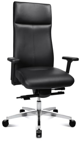 TOPSTAR Sitness Direktor 900 echt Leder Chefsessel mit bewegter Sitzfläche und Armlehnen, schwarz