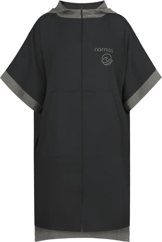 Badeponcho aus Waffelpique Handtuch-Poncho aus 100% Viskose leicht und kompakt - Badetuch Surferponcho mit Kapuze für Damen und Herren