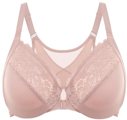 DELIMIRA Women's Front Fastening Posture Lace Bras | Full Coverage, Plus Size, Underwire, Unlined