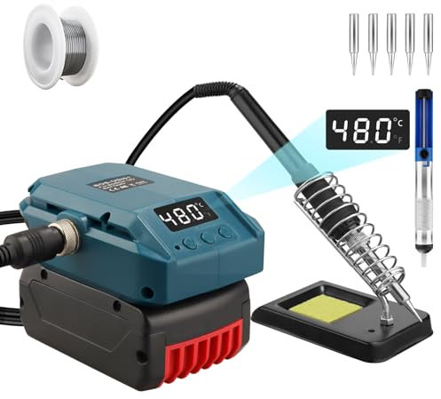 Bosch Professional Station de soudage 18 V GBA, 60 W avec écran LCD numérique, compatible avec Bosch 18 V GPA et De*walt 20 V Max, pour bricolage et réparation domestique